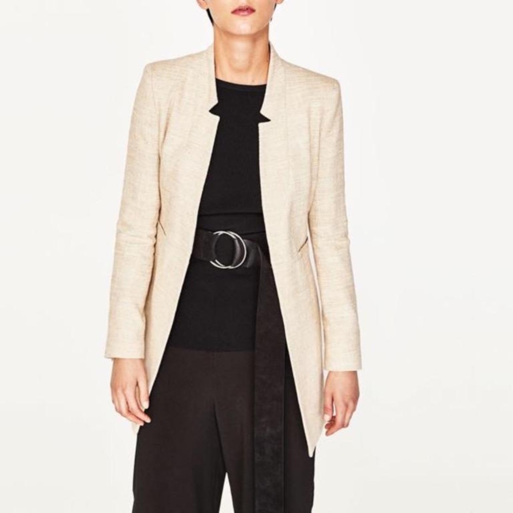 Cream/ivory Zara herringbone coat